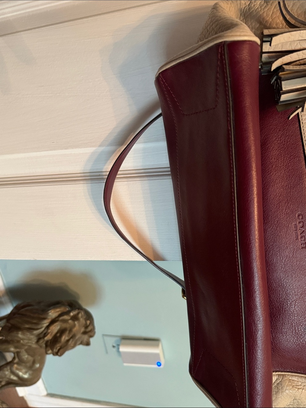 Coach Leopard-Print Crossbody Bag in Burgundy and Cream - Picture 9 of 9